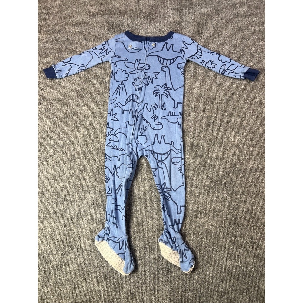 Carter's Unisex 18M Zip Footie Pajamas Blue Dinosaur Outline Sleep N Play Cute